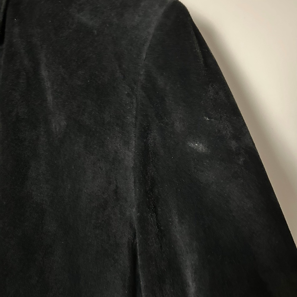 Vintage Outfit JPR Leather Black Suede Trench Coat Jacket Longline Button Size 8 - Picture 4 of 7